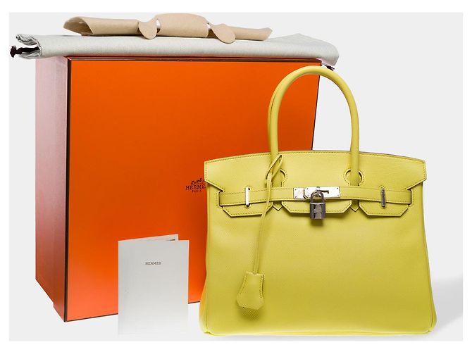 Hermès Sac HERMES Birkin 30 en Cuir Jaune - 102509 - vue 2