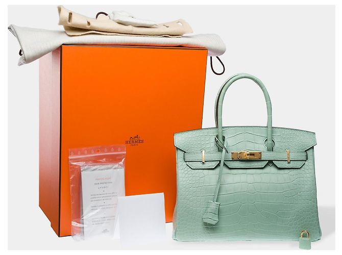 Hermès Sac HERMES Birkin 30 en Cuirs exotiques Vert - 102508 - vue 2