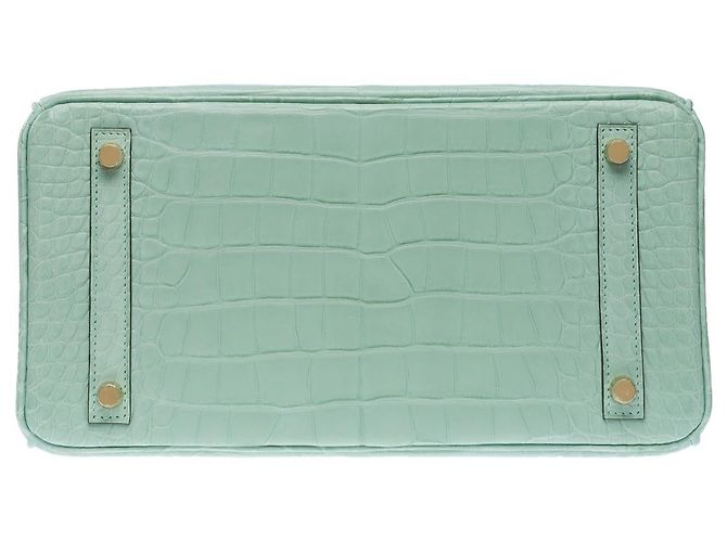 Hermès Sac HERMES Birkin 30 en Cuirs exotiques Vert - 102508 - vue 8