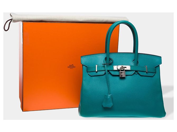 Hermès Borsa HERMES Birkin 30 in Pelle Blu - 102502 - vista 2