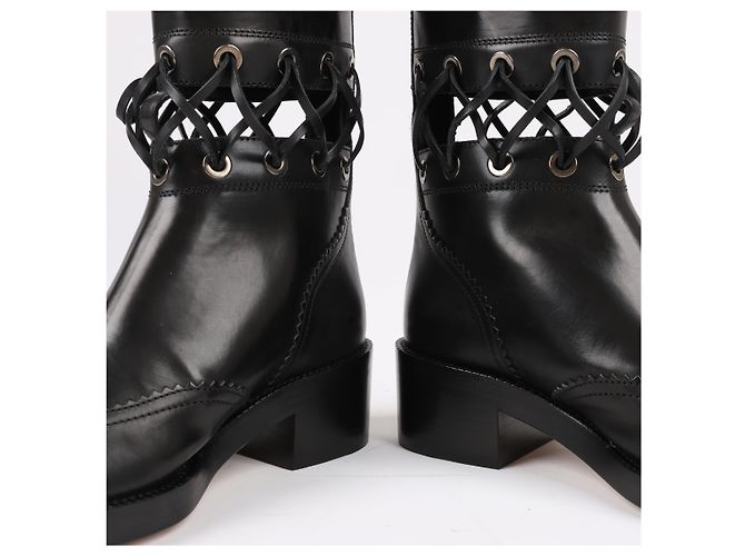 Timeless Botas largas de cuero Chanel Coco Mark 16K negras G32251, talla 37 EU Negro - vista 12
