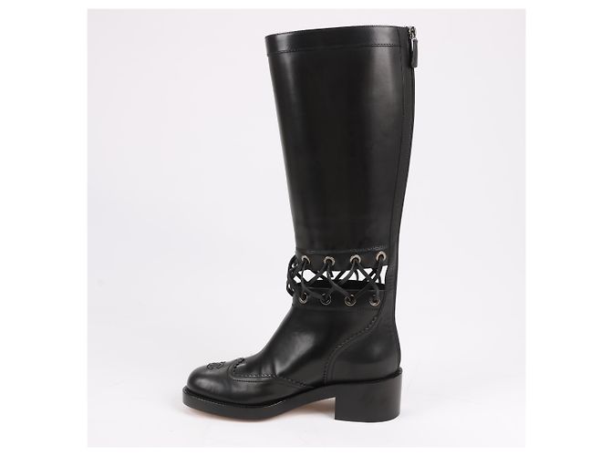 Timeless Botas largas de cuero Chanel Coco Mark 16K negras G32251, talla 37 EU Negro - vista 2