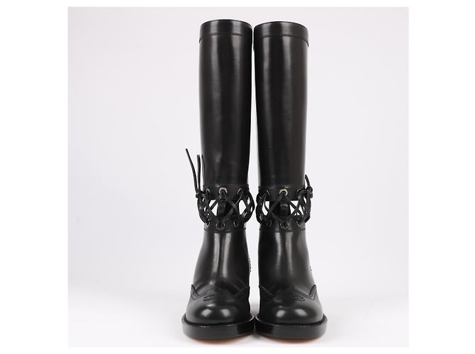 Timeless Botas largas de cuero Chanel Coco Mark 16K negras G32251, talla 37 EU Negro - vista 4