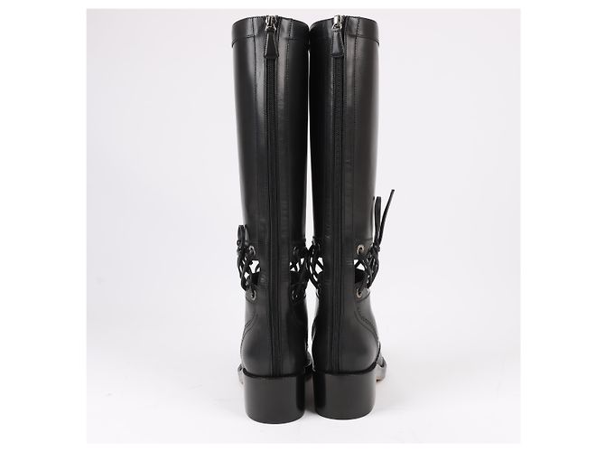 Timeless Botas largas de cuero Chanel Coco Mark 16K negras G32251, talla 37 EU Negro - vista 6