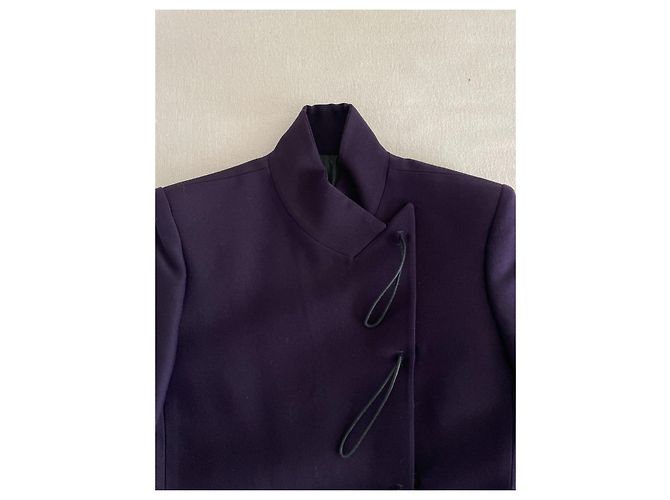 Jean Paul Gaultier Jacke Dunkelviolett Wolle Seide - Ansicht 4