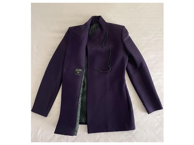 Jean Paul Gaultier Jacke Dunkelviolett Wolle Seide - Ansicht 5
