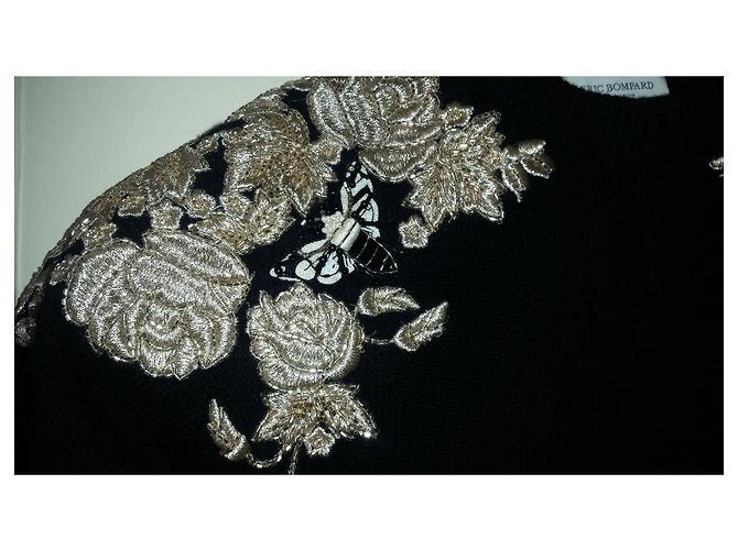 Eric Bompard Kaschmir Pullover Schwarz mit goldener Organza Stickerei - Ansicht 9