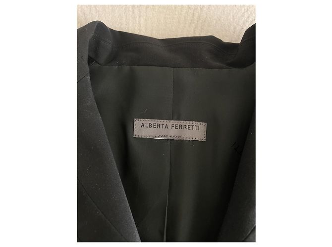 Giacca Alberta Ferretti in lana nera con basque in seta e bottoni gioiello Nero - vista 10