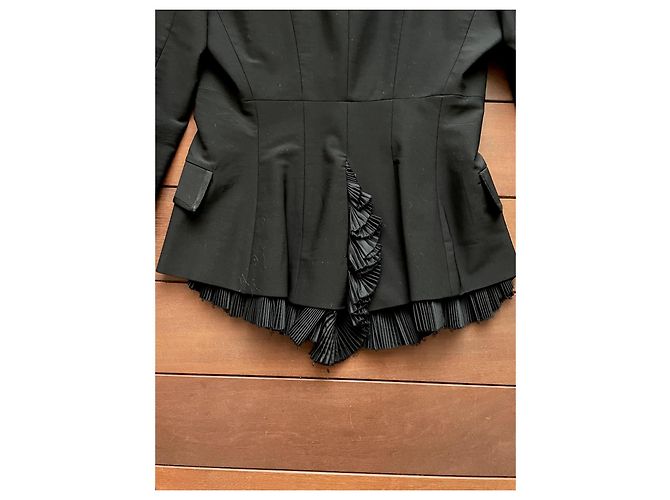 Giacca Alberta Ferretti in lana nera con basque in seta e bottoni gioiello Nero - vista 3