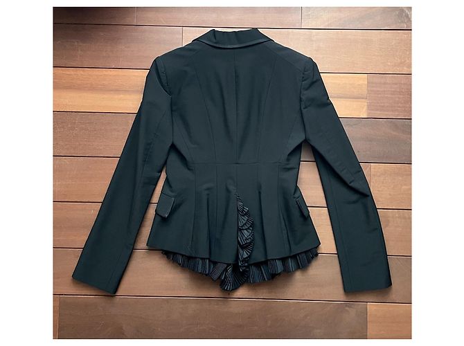 Giacca Alberta Ferretti in lana nera con basque in seta e bottoni gioiello Nero - vista 4