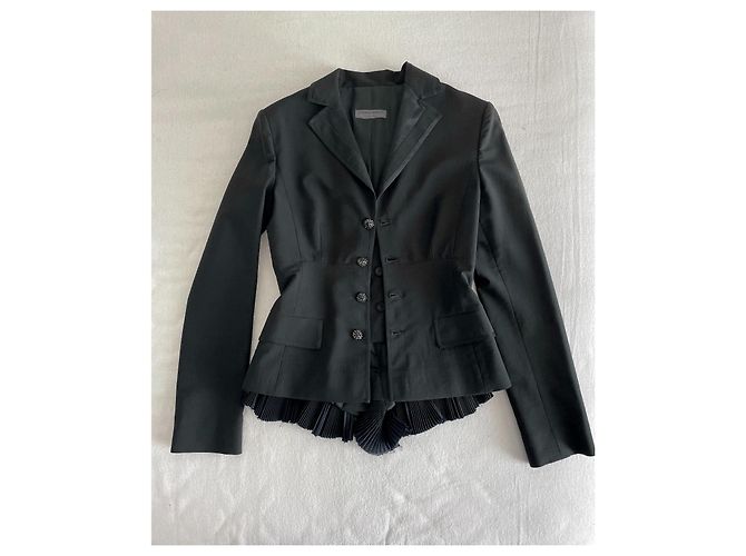 Giacca Alberta Ferretti in lana nera con basque in seta e bottoni gioiello Nero - vista 6