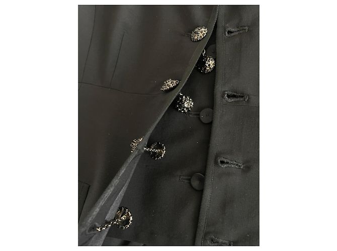Giacca Alberta Ferretti in lana nera con basque in seta e bottoni gioiello Nero - vista 8