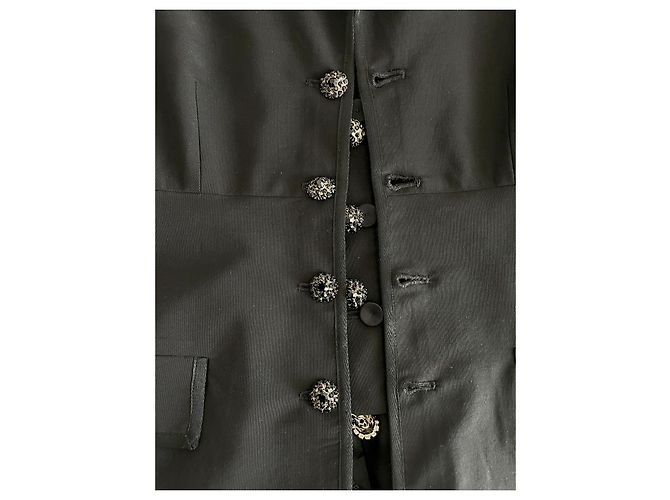 Giacca Alberta Ferretti in lana nera con basque in seta e bottoni gioiello Nero - vista 9