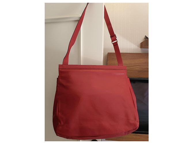 Chanel XL Tasche dunkelrot Baumwolle und Leder Bordeaux - Ansicht 10