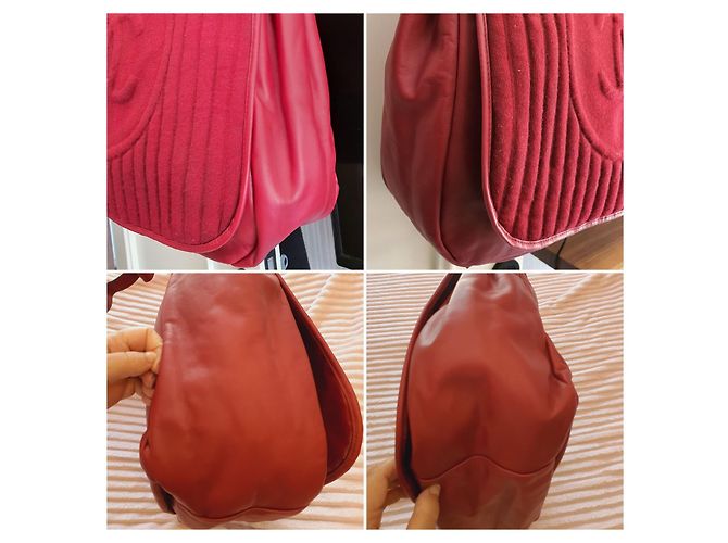 Chanel XL Tasche dunkelrot Baumwolle und Leder Bordeaux - Ansicht 11