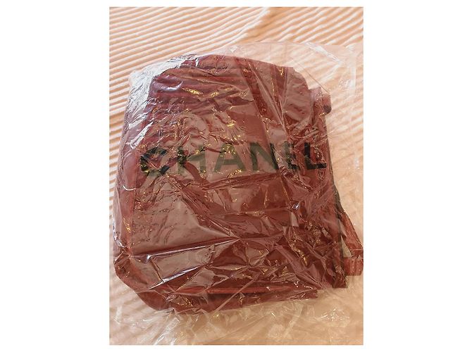 Chanel XL Tasche dunkelrot Baumwolle und Leder Bordeaux - Ansicht 15