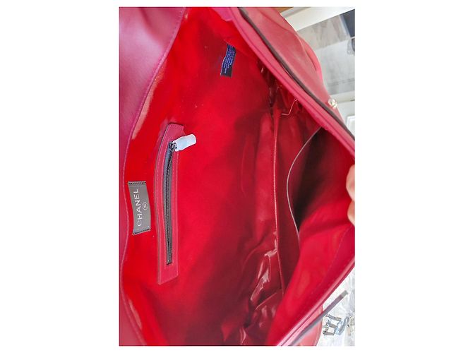Chanel XL Tasche dunkelrot Baumwolle und Leder Bordeaux - Ansicht 2
