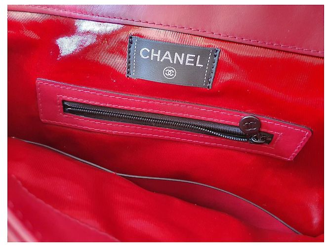 Chanel XL Tasche dunkelrot Baumwolle und Leder Bordeaux - Ansicht 3