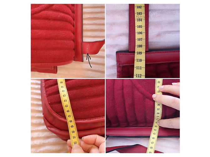 Chanel XL Tasche dunkelrot Baumwolle und Leder Bordeaux - Ansicht 9
