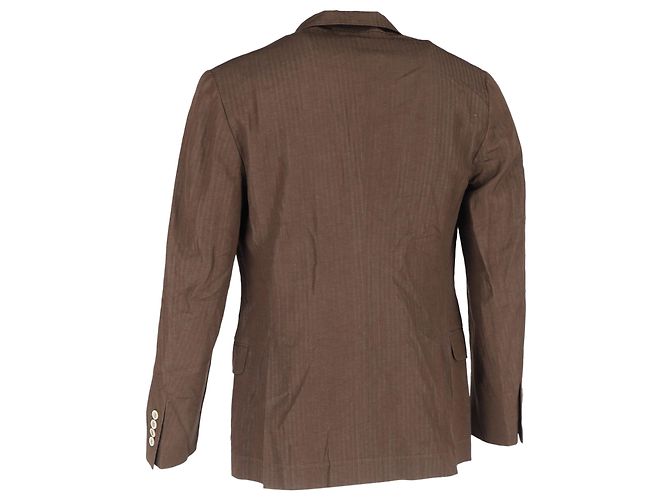 Chaqueta de traje de lino de doble botonadura Brunello Cucinelli en lana marrón - vista 3