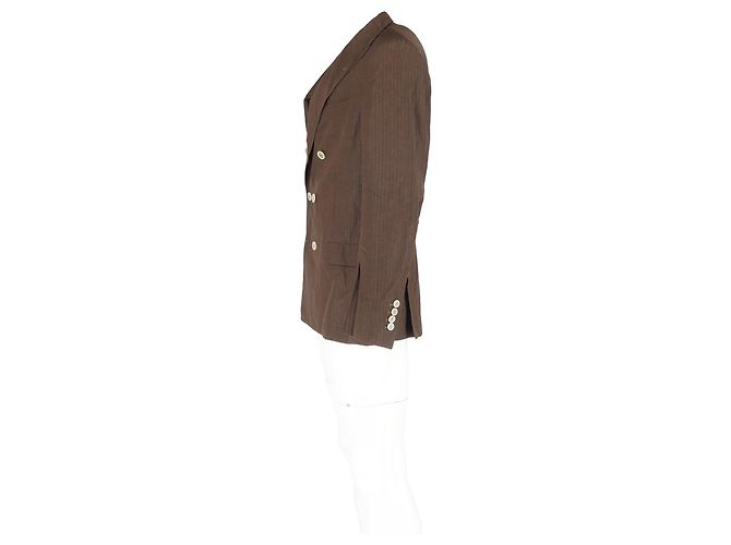 Chaqueta de traje de lino de doble botonadura Brunello Cucinelli en lana marrón - vista 5