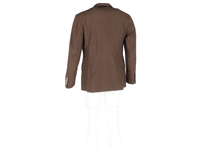 Chaqueta de traje de lino de doble botonadura Brunello Cucinelli en lana marrón - vista 6