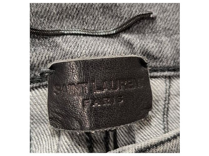 Saint Laurent Slim Fit Jeans aus grauem Baumwoll-Denim - Ansicht 3