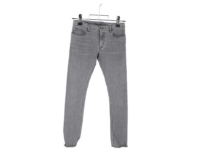 Saint Laurent Slim Fit Jeans aus grauem Baumwoll-Denim - Ansicht 4