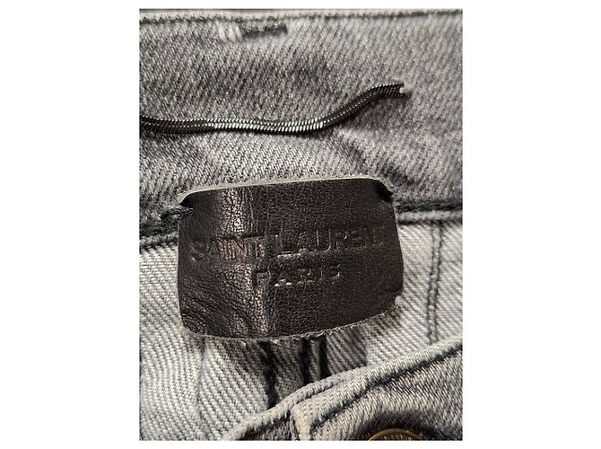 Saint Laurent Slim Fit Jeans aus grauem Baumwoll-Denim - Ansicht 6