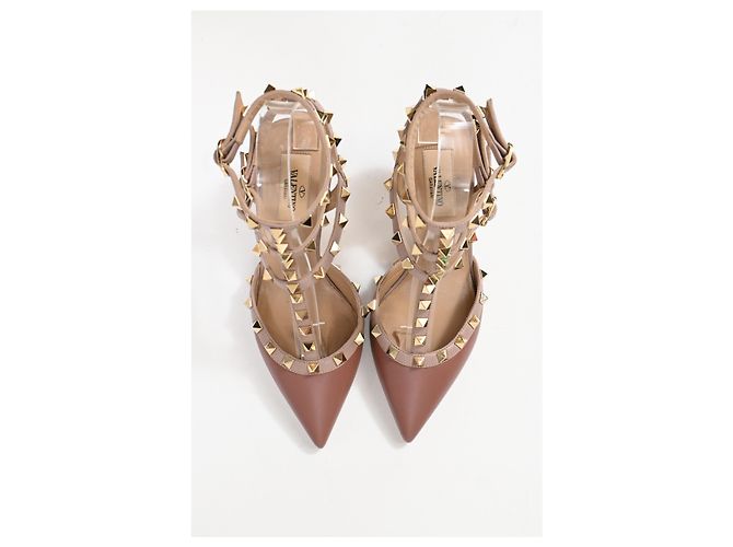 Zapatos Caged Rockstud Valentino Garavani en cuero rosa - vista 12