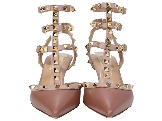 Zapatos Caged Rockstud Valentino Garavani en cuero rosa - vista 2