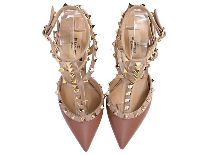 Zapatos Caged Rockstud Valentino Garavani en cuero rosa - vista 5
