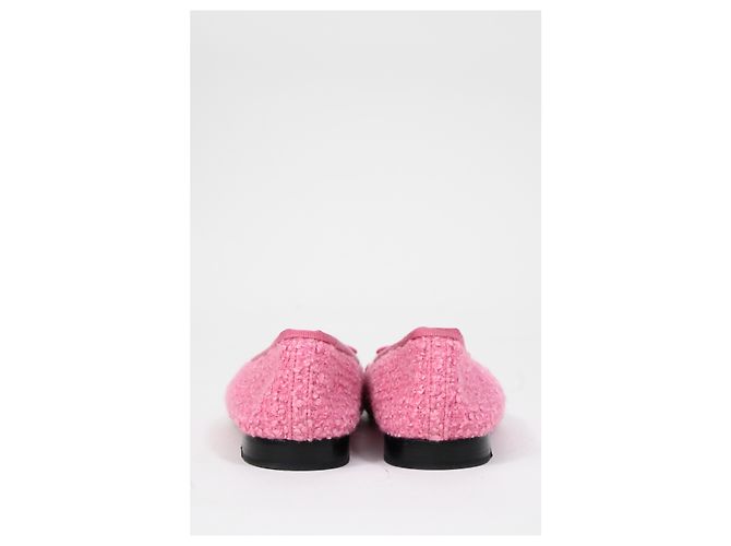 Timeless Bailarinas de punta cap en tweed de algodón con lazo CC de Chanel Rosa - vista 11