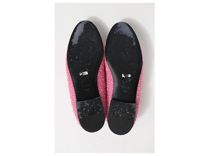 Timeless Bailarinas de punta cap en tweed de algodón con lazo CC de Chanel Rosa - vista 14