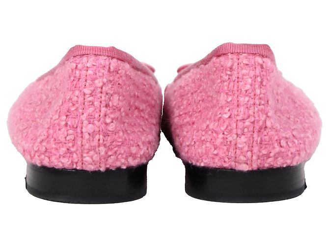 Timeless Bailarinas de punta cap en tweed de algodón con lazo CC de Chanel Rosa - vista 3