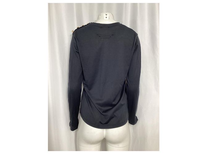 T-shirt a maniche lunghe ricamato Balmain in cotone nero - vista 10