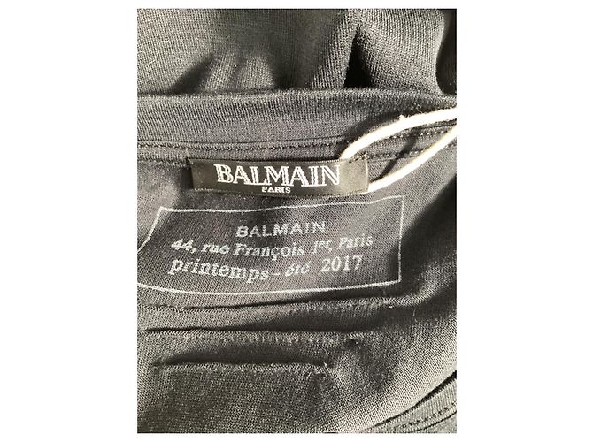 T-shirt a maniche lunghe ricamato Balmain in cotone nero - vista 11