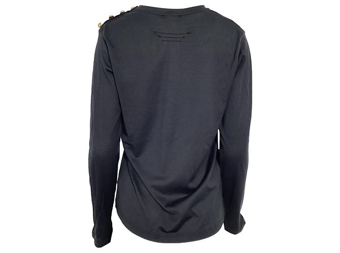 T-shirt a maniche lunghe ricamato Balmain in cotone nero - vista 4