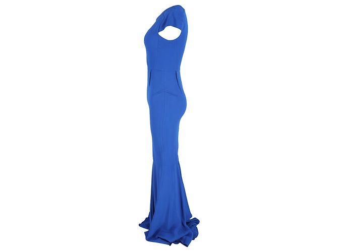 Abito Maxi V-Neck Valey di Roland Mouret in Viscosa Blu - vista 2