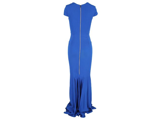 Abito Maxi V-Neck Valey di Roland Mouret in Viscosa Blu - vista 3