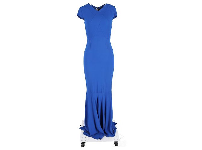 Abito Maxi V-Neck Valey di Roland Mouret in Viscosa Blu - vista 4