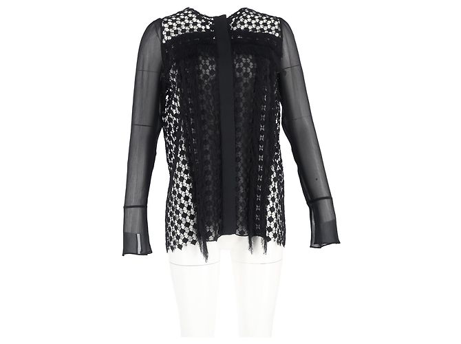 Blusa de poliéster preta com renda Chloé Preto - vista 4