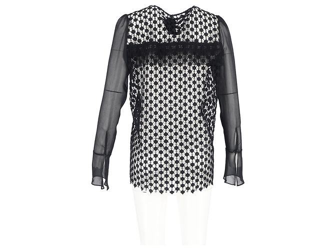 Blusa de poliéster preta com renda Chloé Preto - vista 6