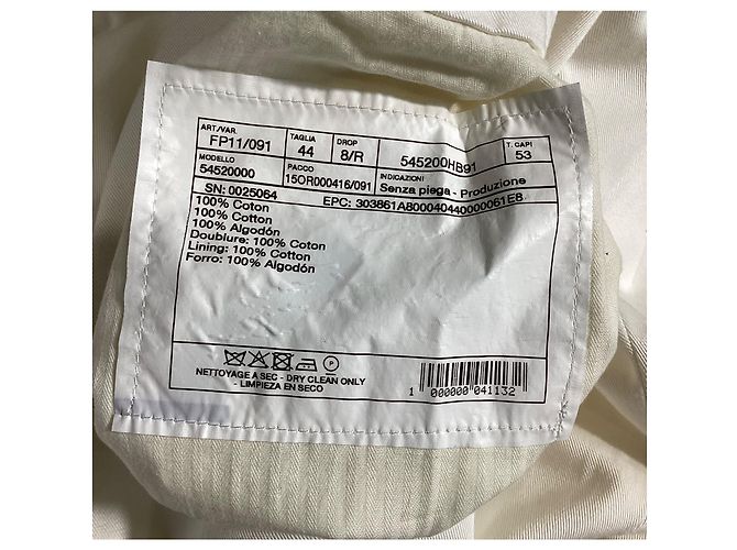 Pantaloni dritti Hermès in cotone bianco Crudo - vista 10