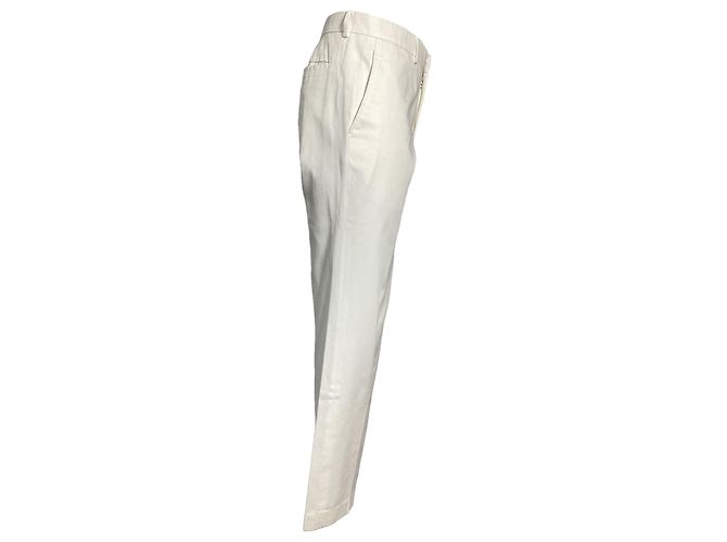 Pantaloni dritti Hermès in cotone bianco Crudo - vista 2