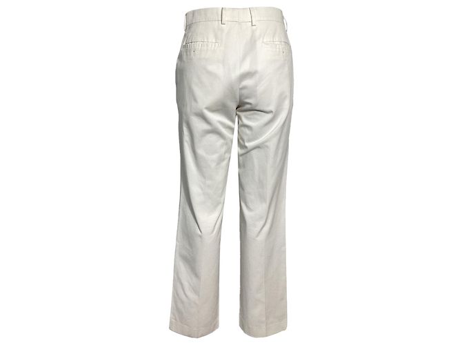 Pantaloni dritti Hermès in cotone bianco Crudo - vista 3