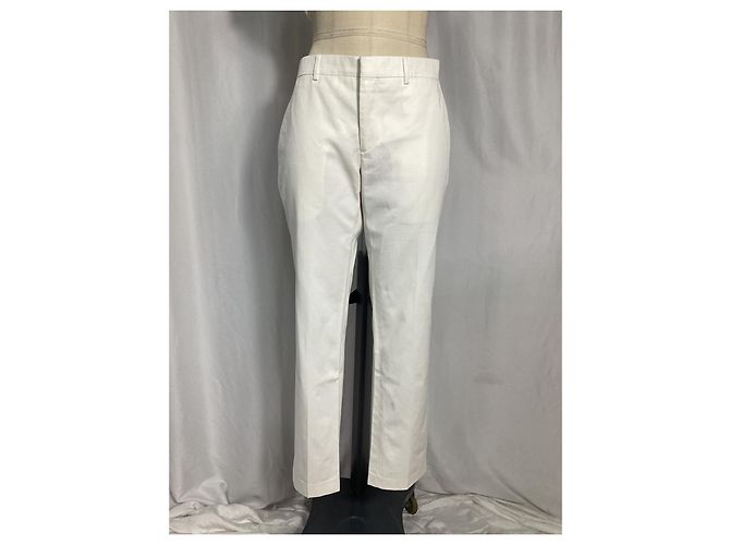 Pantaloni dritti Hermès in cotone bianco Crudo - vista 6