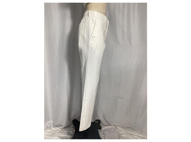 Pantaloni dritti Hermès in cotone bianco Crudo - vista 7