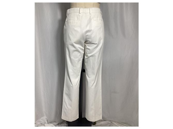 Pantaloni dritti Hermès in cotone bianco Crudo - vista 8