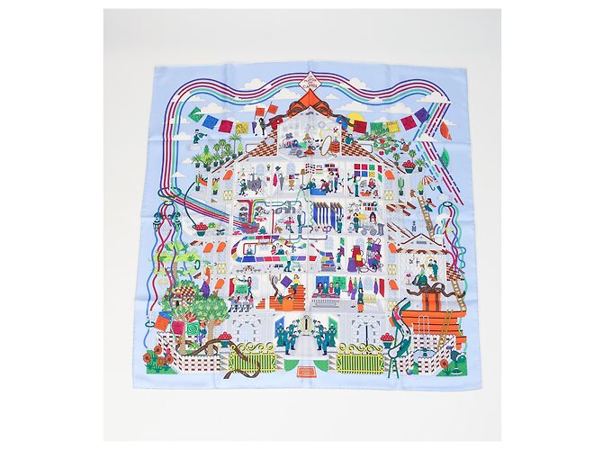 Sciarpa Hermès La Maison des Carrés 90 cm in seta multicolore - vista 10